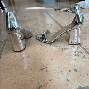 Sam Edelman Daniella Metallic Silver Block Heels